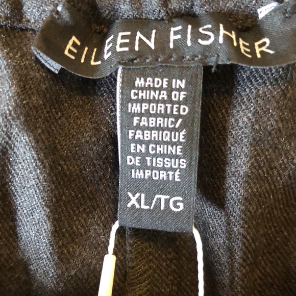 EILEEN FISHER Size XL Stretch Wool Pullon Charcoal Gray Elastic Tie $238 NEW - Picture 10 of 14